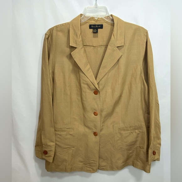 Ashley Stewart Burnt Orange Linen Unlined Jacket - Picture 1 of 7